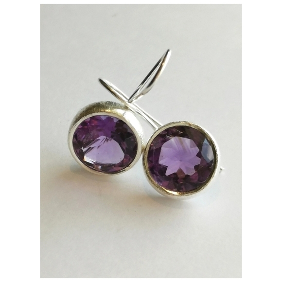 Sterling Silver Amethyst Drop Earrings - Picture 9 of 9